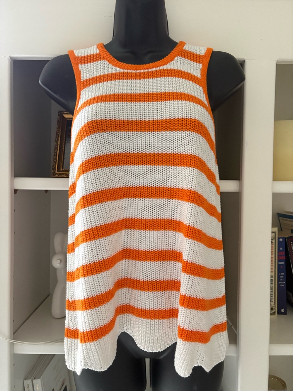 NWT Autumn Cashmere Striped Knit Tank Top — White & Orange